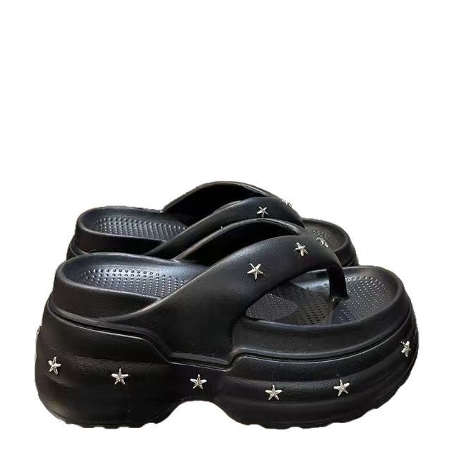 Height increasing slippers women's thick sole star flip flops women's flip flops women's shoes outwear 2026 new women's sandals wholesale