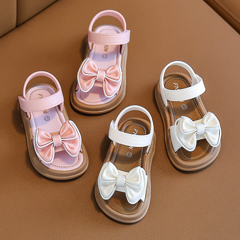 New summer princess sandals for girls: non-slip, soft-soled, bow-adorned sandals for toddlers and big kids - perfect for beach and everyday wear