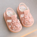Baby girl sandals, princess style, girls' shoes, summer collection, infant first walkers, floral closed-toe shoes, elegant leather shoes
