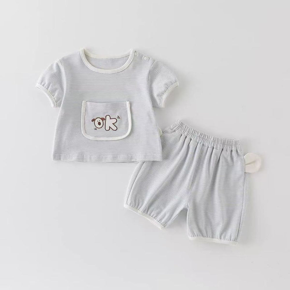 Summer outfit set for babies: infant short-sleeve and shorts two-piece cute set