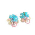 Pink flower beaded earrings for women, dopamine color, unique and beautiful, huge and beautiful earrings, beautiful earrings with a sense of atmosphere