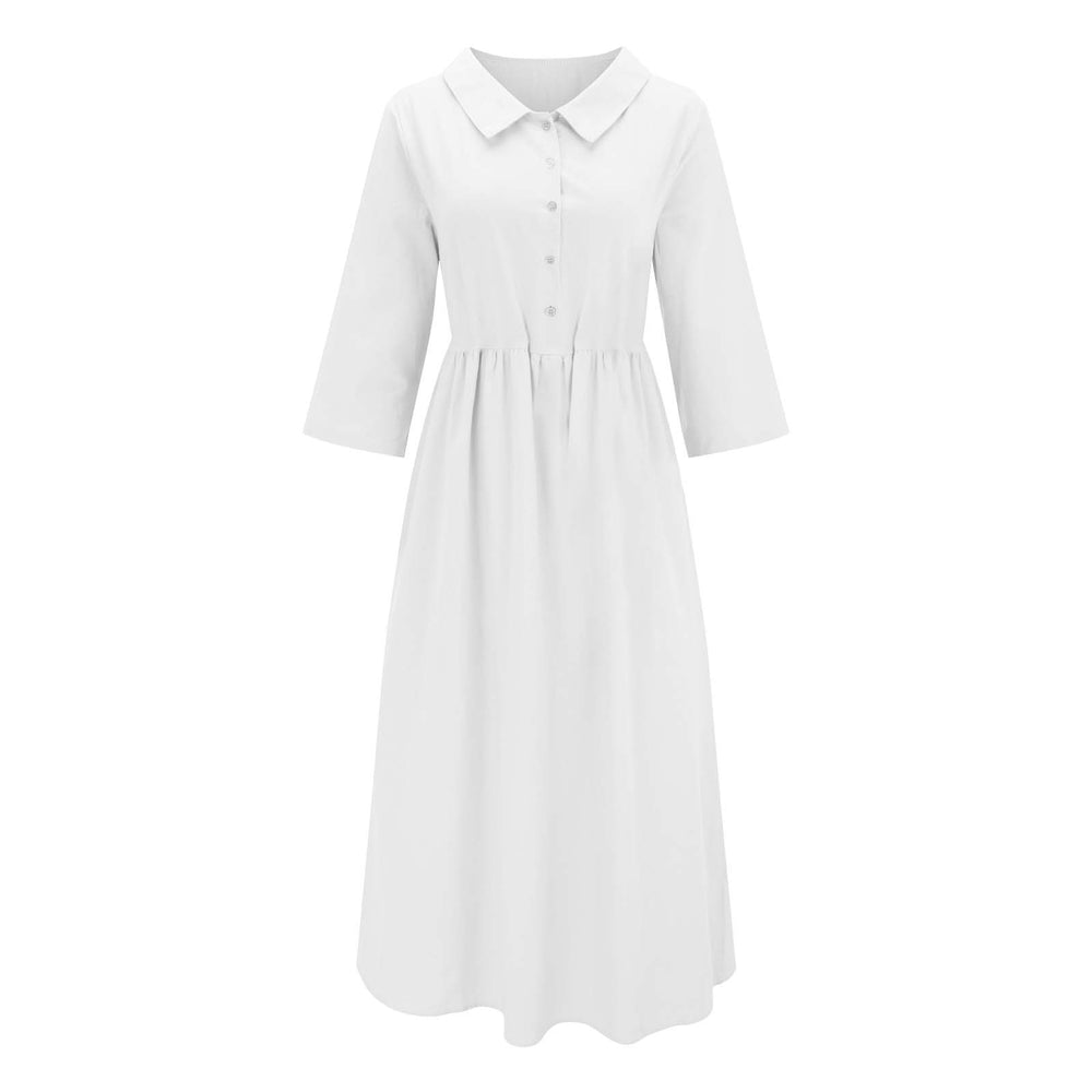 new women's casual cotton linen solid color loose-fit dress for cross-border