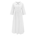 new women's casual cotton linen solid color loose-fit dress for cross-border