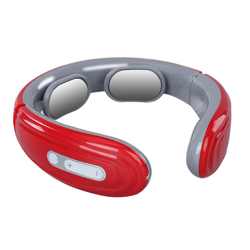 Cervical spine massager - neck massager with electromagnetic stimulation, heating, and pulse massage - computerized charging cervical spine massager