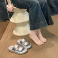 Stomping on shit feeling bread slippers for women summeroutwearnew arrivalclassy senseeasiest for matchheight-increasing one-line slippersthick sole double-strap sandals