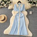 Niche styleretro socialitefashioncontrast colorpolo collar metal buckle short-sleeved knittingdress women's waist sweater long skirt
