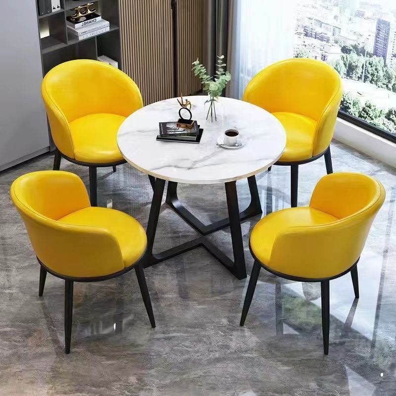 Nordic light luxury negotiation table and chair set, balcony leisure table and chair set, small coffee table, casual reception, modern minimalist small round table