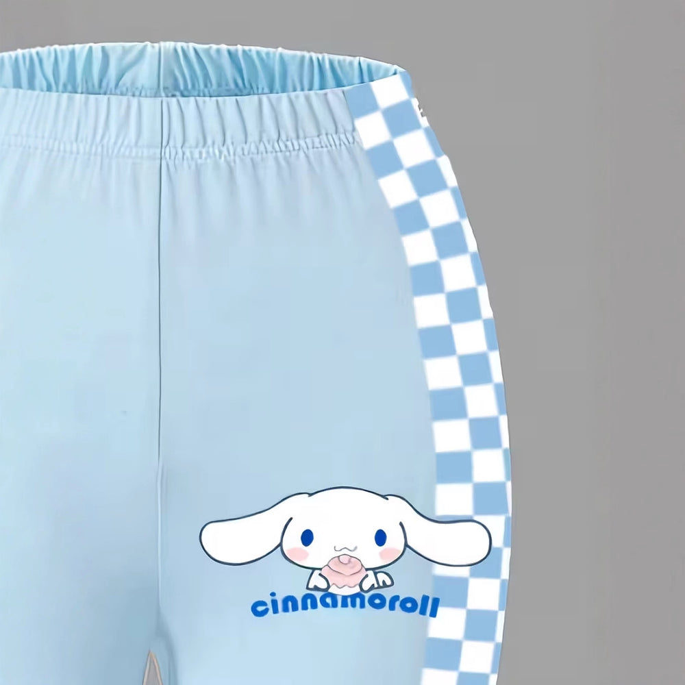 wholesale girls' flared pants set, fashionable spring, summer, and autumn sanrio short-sleeved long flared pants set for girls