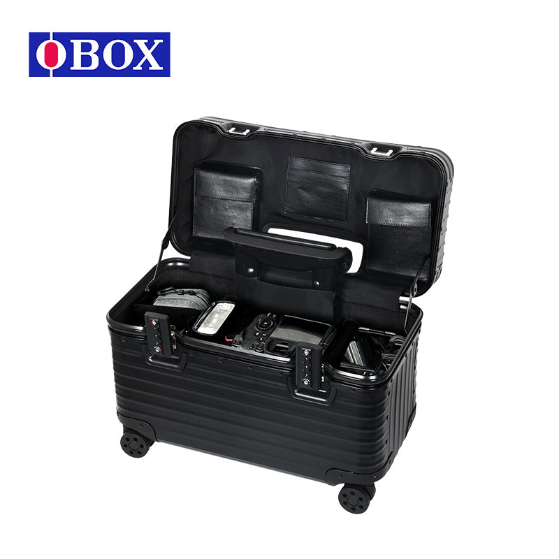 OBOX铝镁合金上翻盖拉杆登机箱摄影摄像工具箱航空机长箱18寸20寸