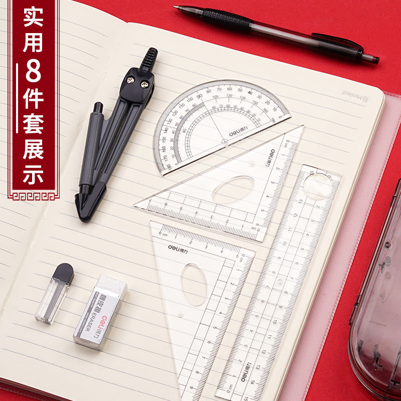 Deli 9591 student drawing set student stationery ruler drawing geometric shape compass ruler set wholesale