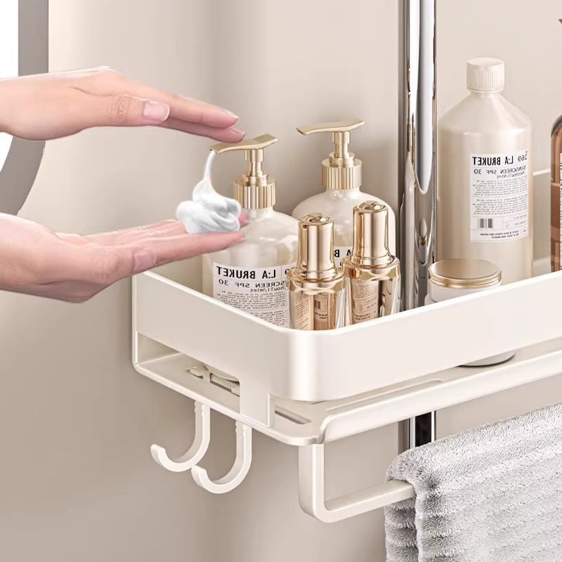 Shower Shower Shelf No Punching Toilet Lifting Rod Shelf Bathroom Storage Body Wash Shampoo Tray