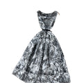 French retro high-end elegant square neck sleeveless printed dress - women's  new arrival - tie-waist maxi dress with flared skirt