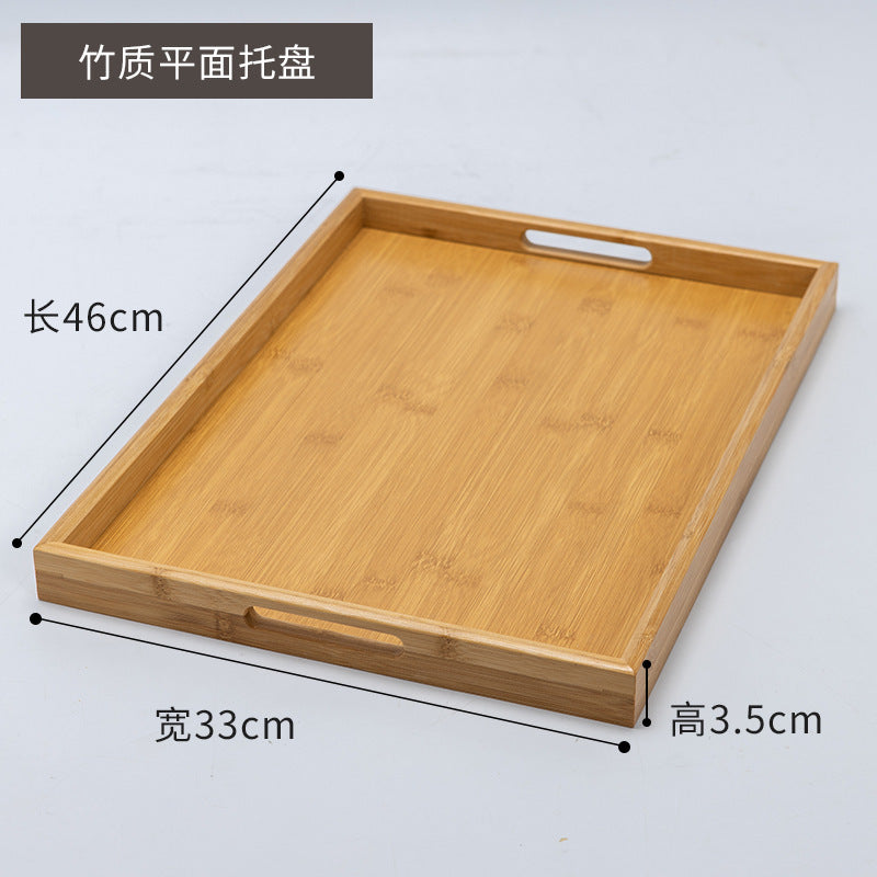 Accessible luxury retro nanzhu tea tray tray bamboo commercial rectangular tea tray pastry handle bbq serving plate