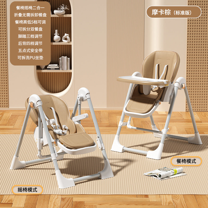 Baby Dining Chair Eating Chair Multifunctional Foldable Home Portable Baby Dining Table Seat Children's 2-in-1 Rocking Chair