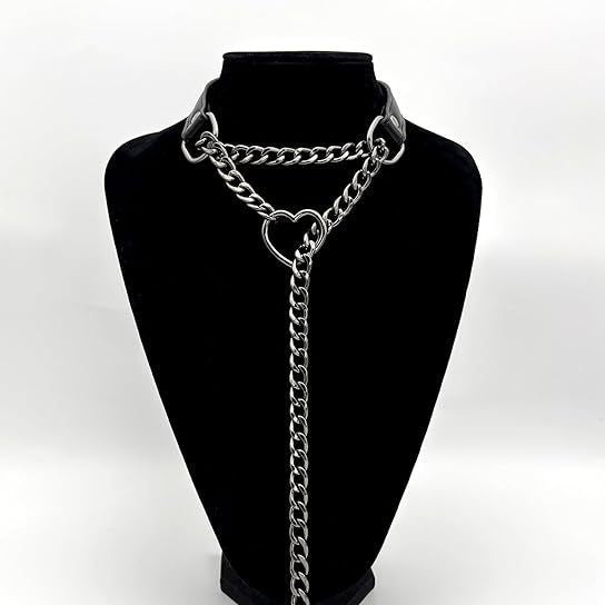 European and american new lariat heart necklace o-ring sliding chain necklace hip hop punk rock stainless steel pendant