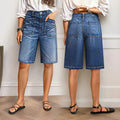 Amazon  fashionexport cross-border washed elastic mid-waiststraight-legjeansretro brushed mid-pants for women