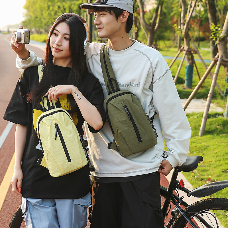New large-capacity spring outing lightweight small backpack outdoor sports cycling breast bag Korean version versatile trend messenger bag