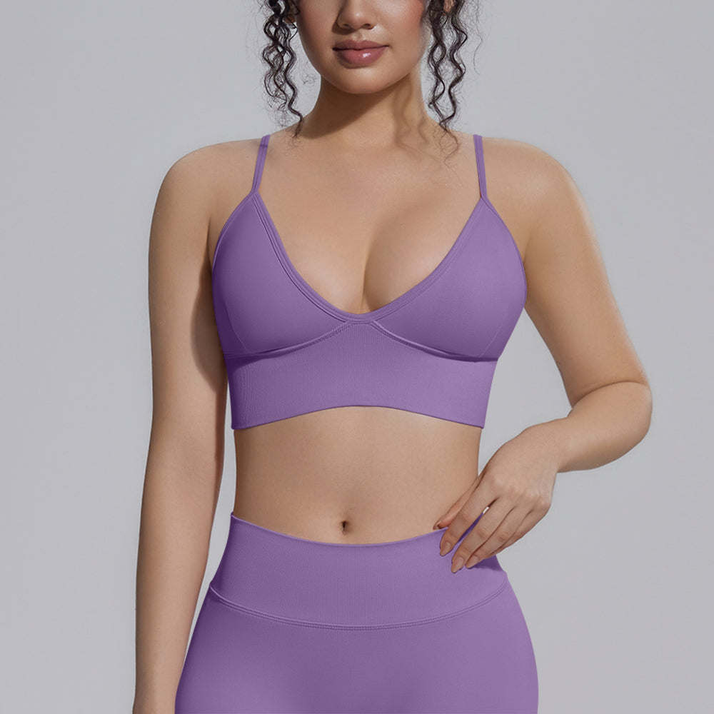 New seamless solid color high-stretch yoga set - 4 piece activewear for running, fitness, and yoga