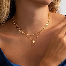 Amazon cross-border new 18k gold 26 letter pendant necklace fashionable exquisite layered choker chain two-piece set for women