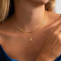 Amazon cross-border new 18k gold 26 letter pendant necklace fashionable exquisite layered choker chain two-piece set for women