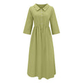 new women's casual cotton linen solid color loose-fit dress for cross-border