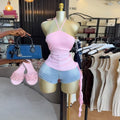 European and american women's clothing  summer sweet and fresh halter neck tube top slimming irregular hem women's blouse