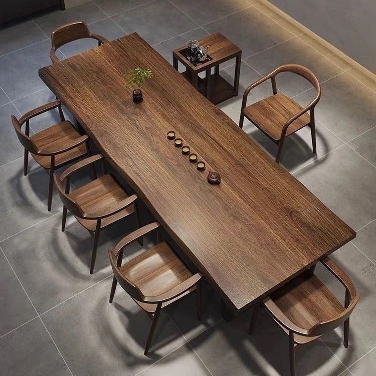 New chinoiserie large tea table solid wood whole cut for home large tea table tea table all-in-one a complete set of tea table and chairs tea table