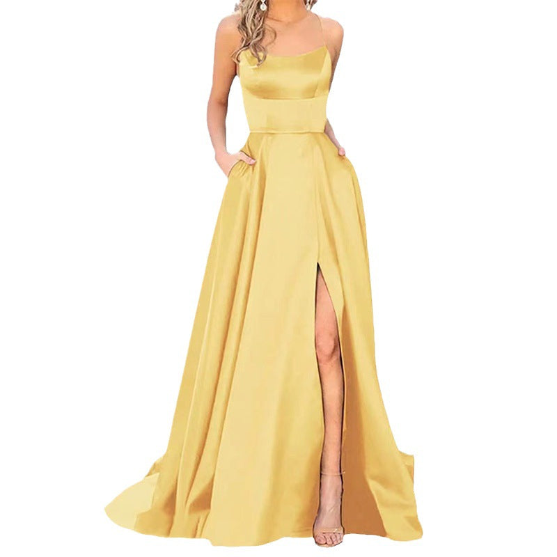 solid color european and american bridesmaid dresses long slimming off-the-shoulder best friend  fashion bridesmaid evening gowns