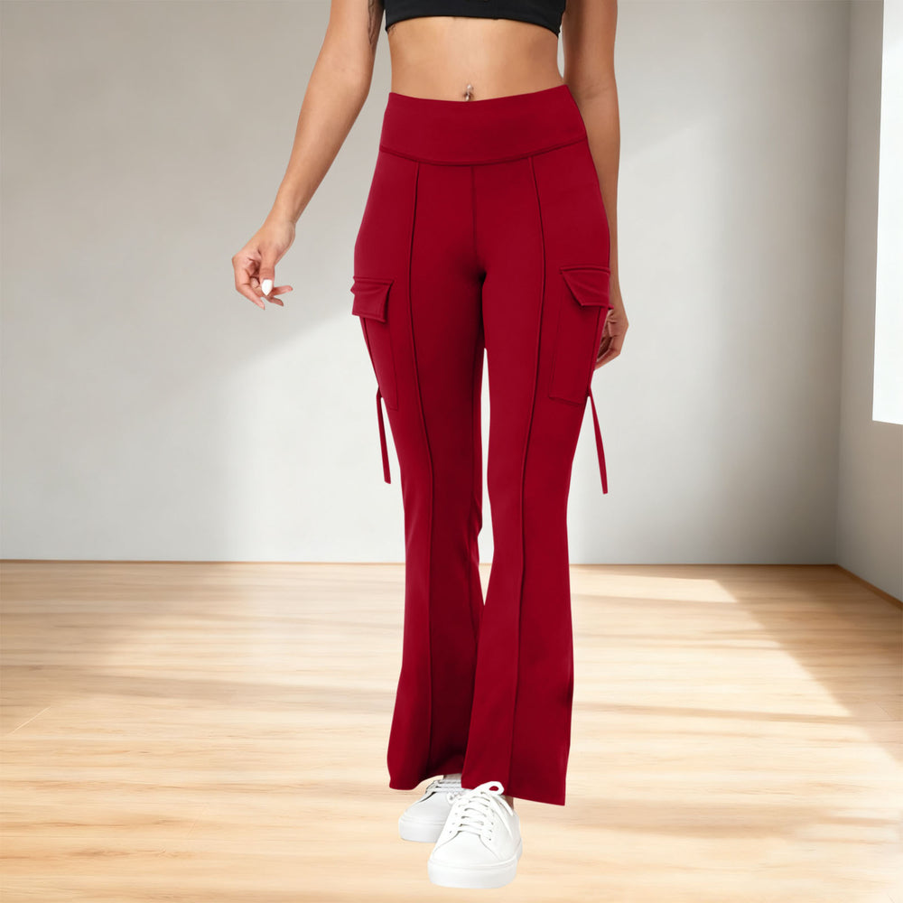european and american cross-border  women's fashion trend solid color high-waisted belt pocket yoga pants