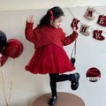 Christmas dress girls' sweater dress  autumn/winter new princess dress new year's outfit tutu skirt set