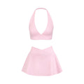 Shockproof with chest pad high elastic brushed fitness tops tennis skirt halter sports intimates short skirt yoga suit for women