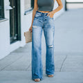 Fashion cross-border independent station new arrival  casual pants slimming lookelegant ripped denim loose pants pants for women trendy