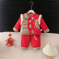 Winter outfit kids new year's clothes first birthday baby formal wear set boys' new year's greeting outfit girls' festive hanfu two-piece trendy set