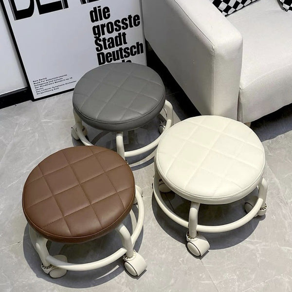 Internet celebrity pulley stool universal wheel small stool silent mobile soft seat cushion home living room low stool baby toddler stool