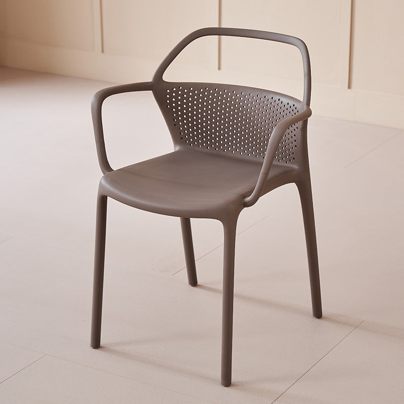 Modern minimalist plastic backrest chair, stackable living room chair, outdoor restaurant chair, cafe high back dining chair