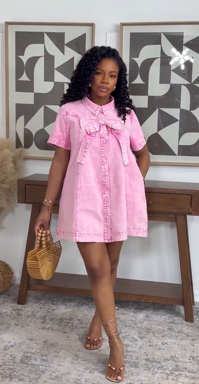 e-commerce  fashion bowknot elegant dress, loose sweet a-line mini denim skirt