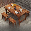 Solid wood table carbonized charcoal wood dining table and chairs fast food small meal restaurant table and chairs barbecue noodle restaurant catering restaurant table and chairs