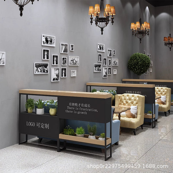 Simple modern restaurant booth half partition office wrought iron rack hotel cover decorative fence fence wall