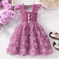 Baby & toddler (girls') dress, 3d rose bouquet bustier flutter sleeve dress