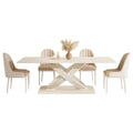 Italian-style sintered stone dining table and chairs - creamy, high-end, modern, minimalist, creative rectangular table for small apartments and home use