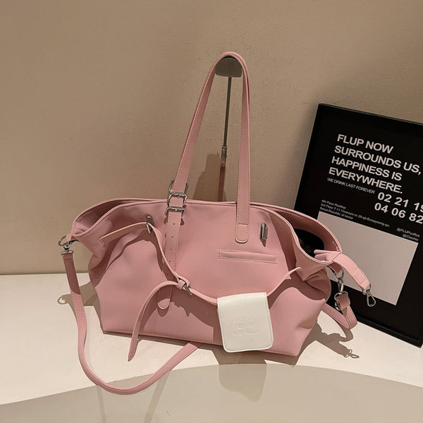 Winter retro pu large-capacity bag women's 2025 new fashion Korean version tote bag large-capacity armpit bag