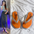 Fashion rhinestone flip-flops for women summernew arrival sparkling crystal transparent outwearnon-slipabrasion resistant flip-flops