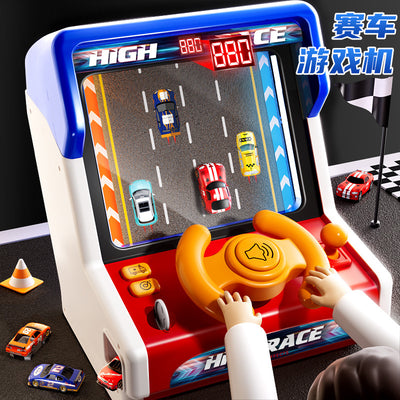Kids' steering wheel racing simulator arcade game - adventure mode with electric sound effects - children's driving toy gift set