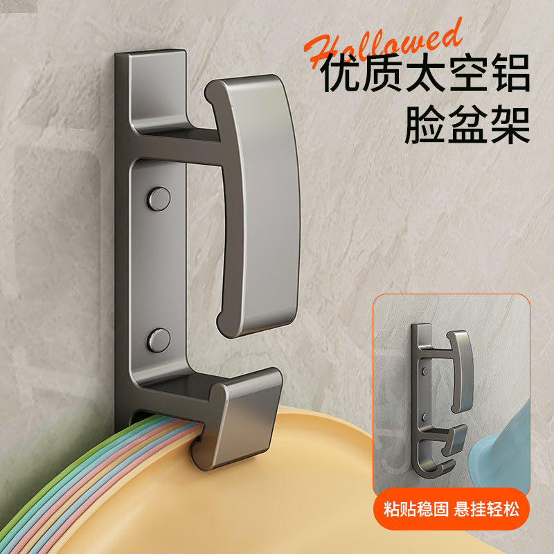 Washbasin hook No punching basin Washbasin storage rack Hanging basin artifact Bathroom toilet shelf Washbasin rack