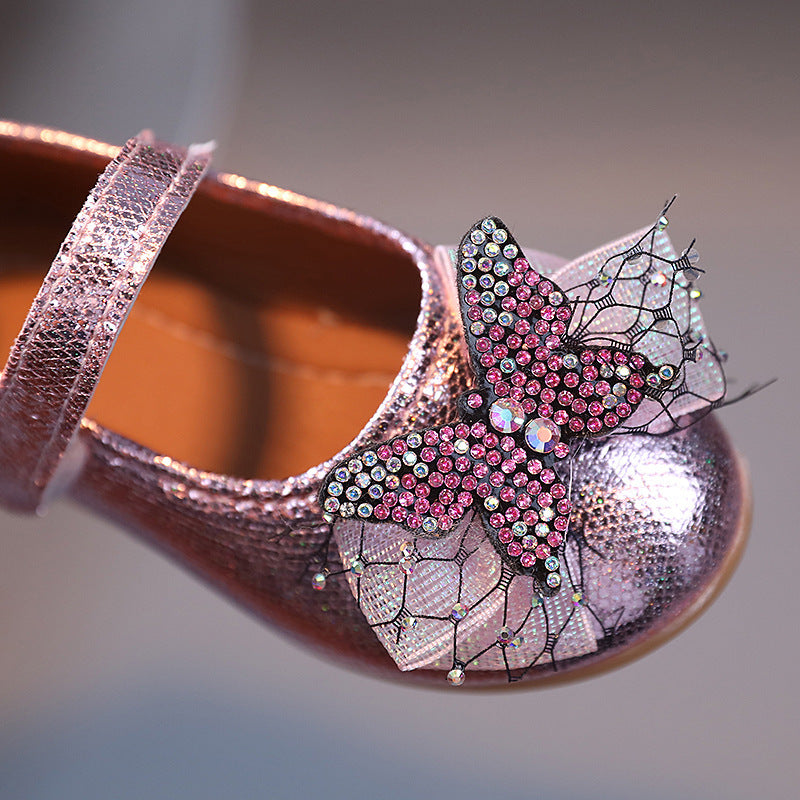 Girls' princess shoes - spring/autumn leather shoes for baby girls - children's shoes - bowknot flats - summer velcro princess style