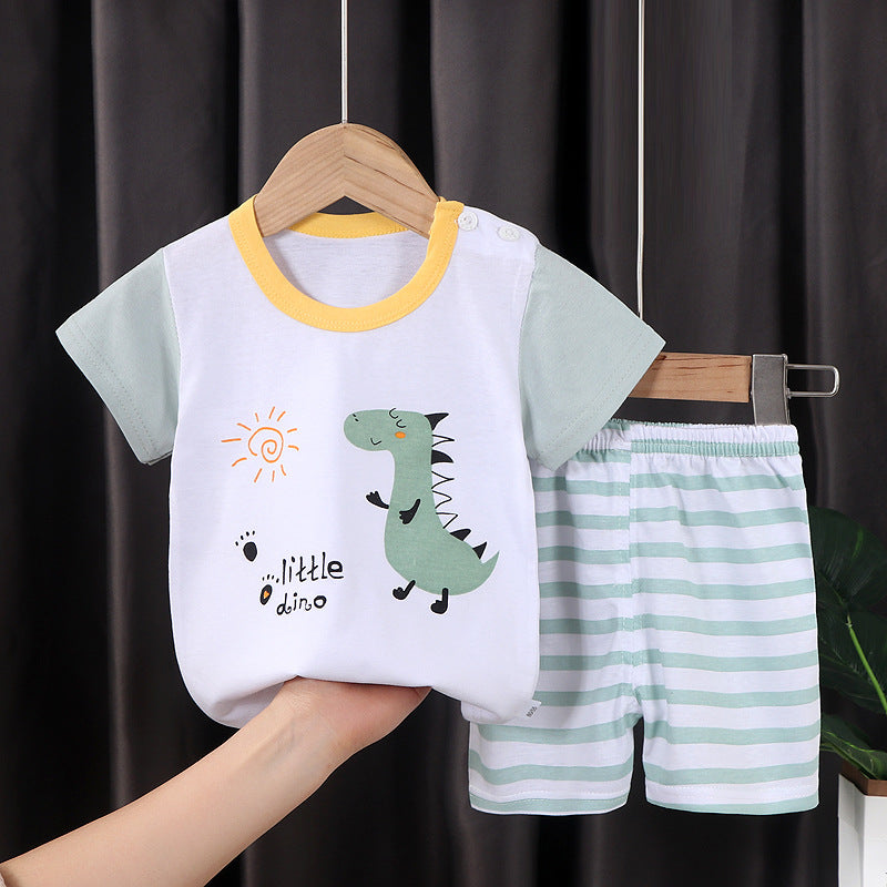 summer new arrival: 100% cotton kids' short-sleeve t-shirt and shorts set - korean style infant and toddler two-piece outfit