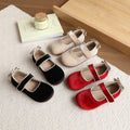 Vancahao girls' velvet princess shoes, new spring  collection: simple, soft-soled first walker shoes, grandmother shoes, and single shoes for children