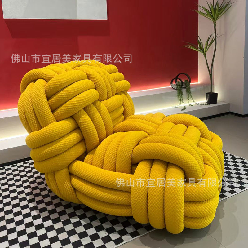 Creative knotted rope furniture woven chair artistic unique italian minimalist single chair home handmade lounge chair sofa