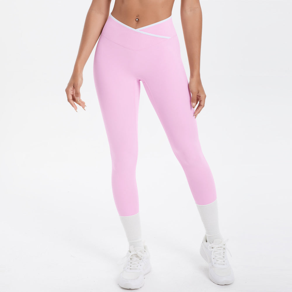 new arrivalfashioncontrast color cross tight high elastic high waist loose pants sports running fitness yoga nine-point pants