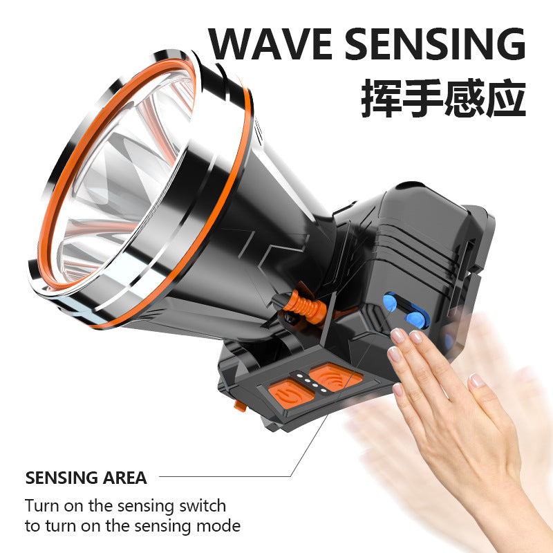 LED strong light rechargeable headlight outdoor long-distance lighting work camping mountaineering night fishing head-mounted induction headlight